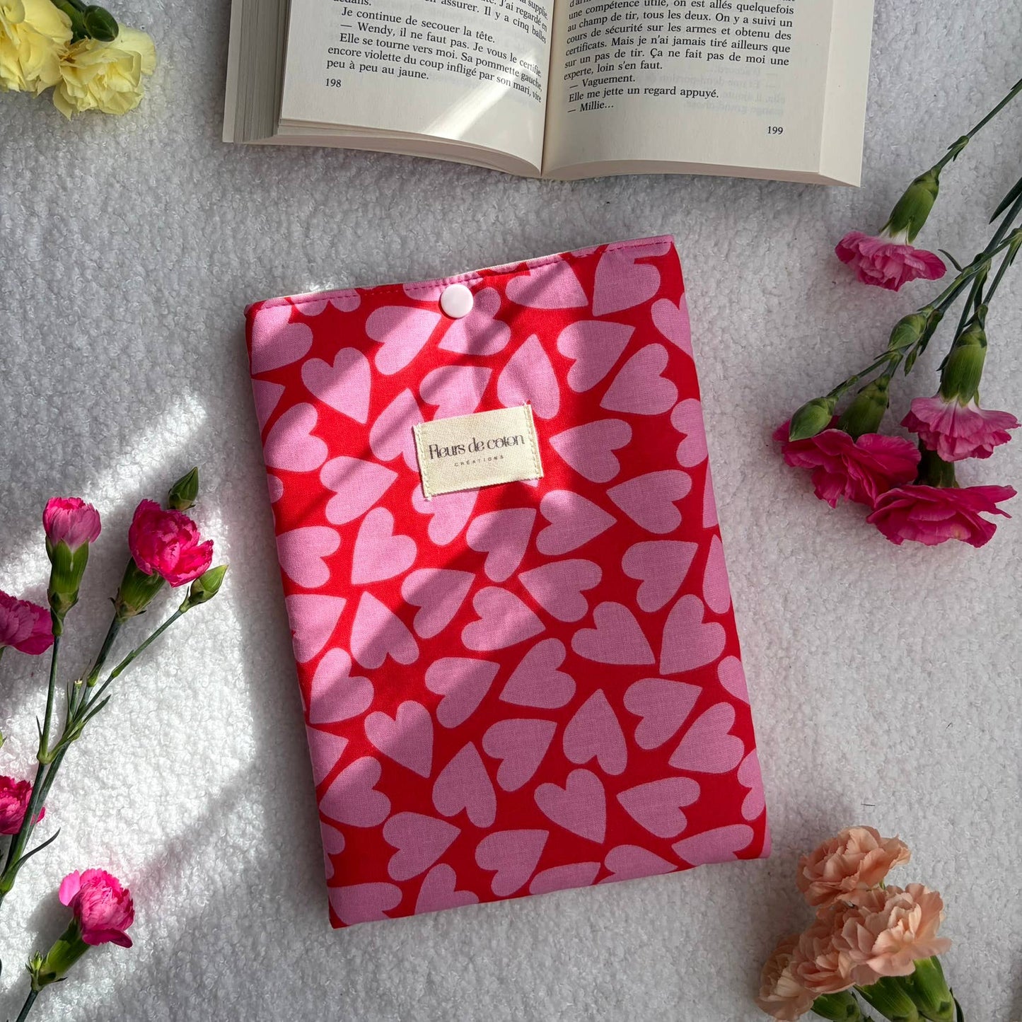 Booksleeve Aardbeien, Bloemen of Hartjes